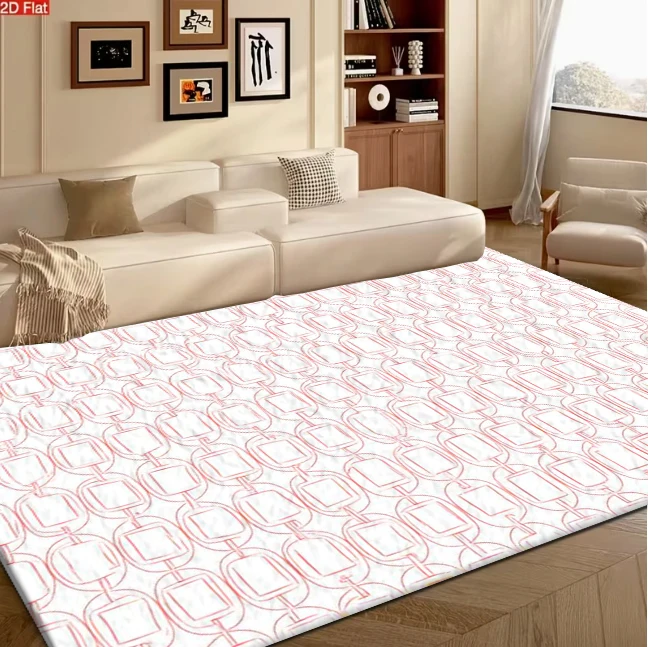 Red Line Chain Link Texture Pattern carpet flooring, Abstract Geometric Art Area Rug for Living Room Bedroom Home Interior Decoration