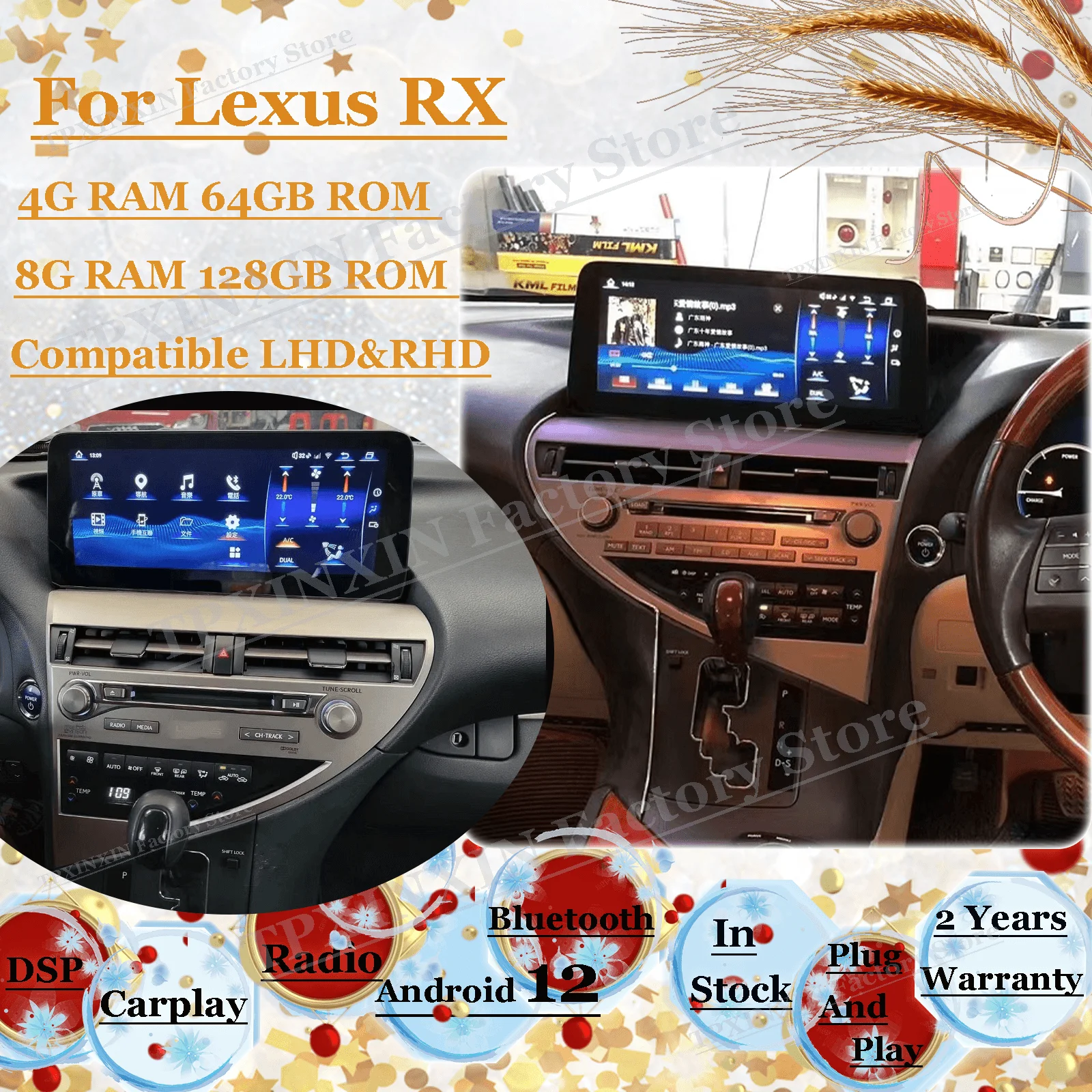 LHD RHD Android Radio Coche With Bluetooth For Lexus RX GPS Navigation Automotive Multimedia Stereo Receiver Autoradio Head Unit