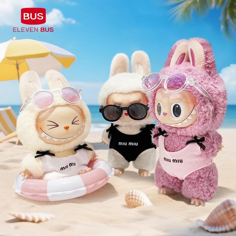 

For 17cm Ropa Labubu v1/v2/v3 cloth Doll T-Shirt Overalls Pants Set Baby Clothes and 10cm cotton Doll Clothes Skirt