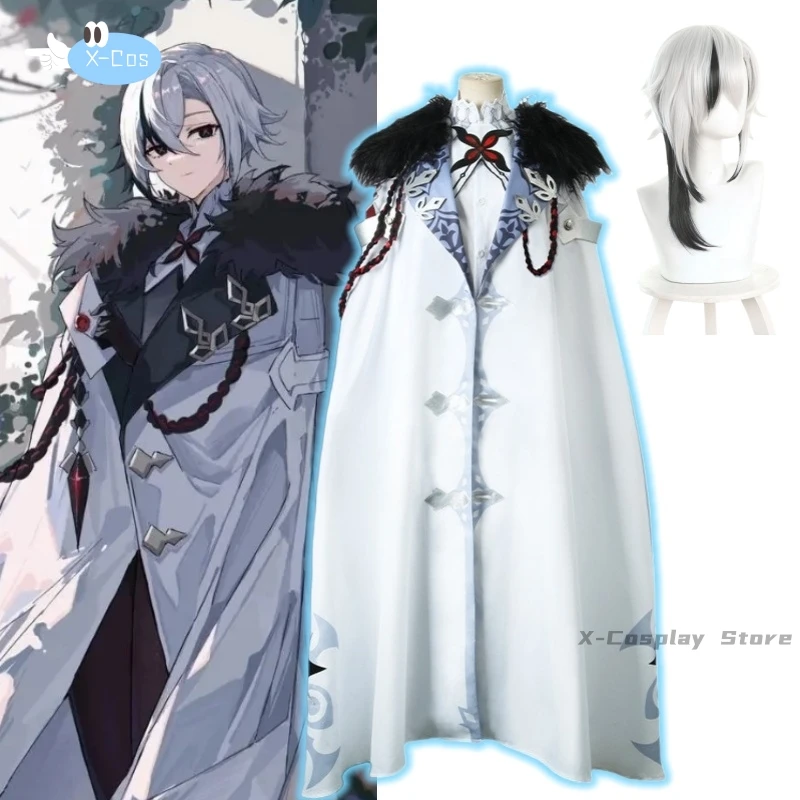 Genshin Impact Tartaglia Cosplay Costume Uniform Wig Anime Halloween Costumes Game Fatui Harbinger New Skin Cloak