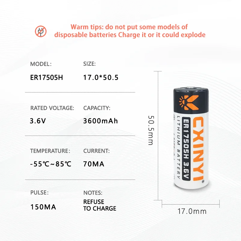 CXINYI ER17505H Adicionar 51005 Plug Bateria De Lítio Descartável Casa Inteligente Bloqueio PLC Medidor De Vaso Sanitário Não-recarregável