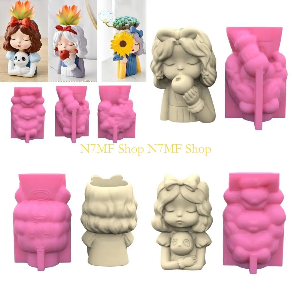 

N7MF 3PCS Girl Resin плесень милая девушка бетонная кастинг эпоксидная смола ручной работы ручной работы
