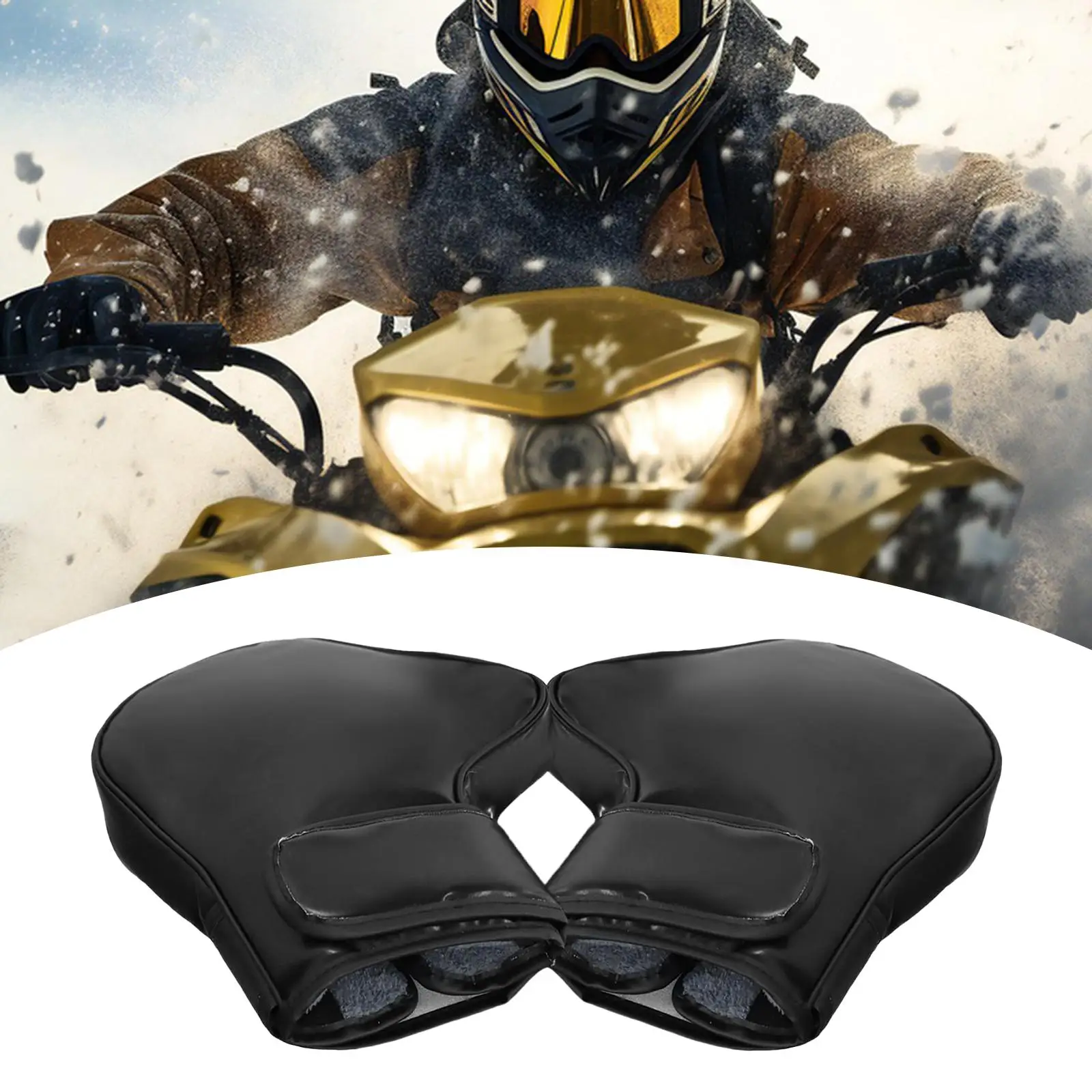 

Insulated Handlebar Gloves Waterproof Windproof PU Leather Mittens for Winter Motorcycle Riders