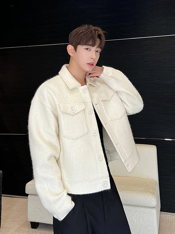 

Casual Chic Men's Jaet Lightweight Luxury Sle Spring Faion Loose Fit Korean Version owtime Outerwear Knitted Material