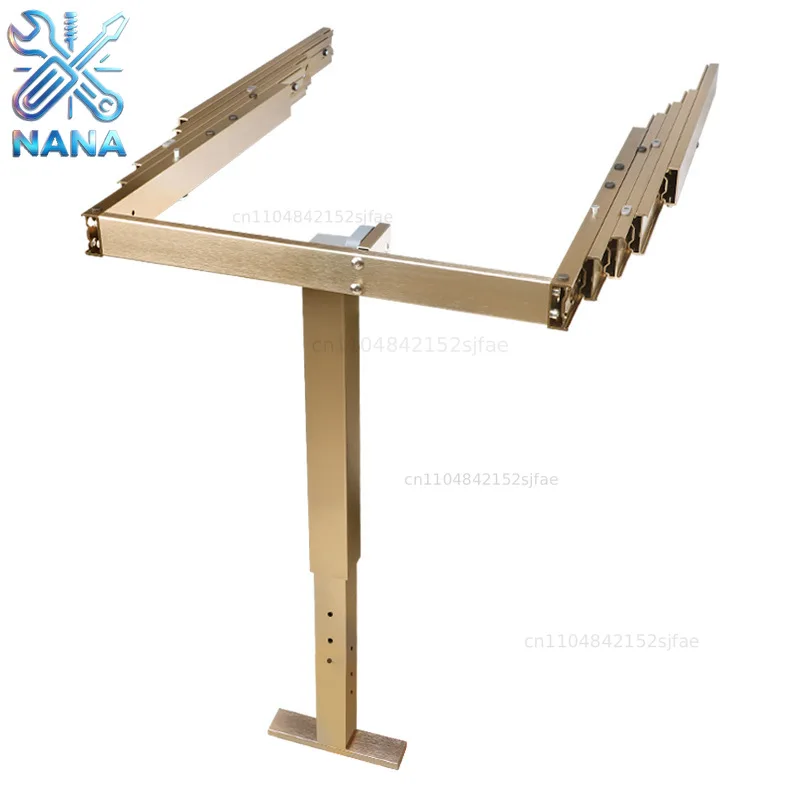 Invisible single-leg multi-section dining table slide rail, pushable extendable dining table, aluminum alloy folding tab