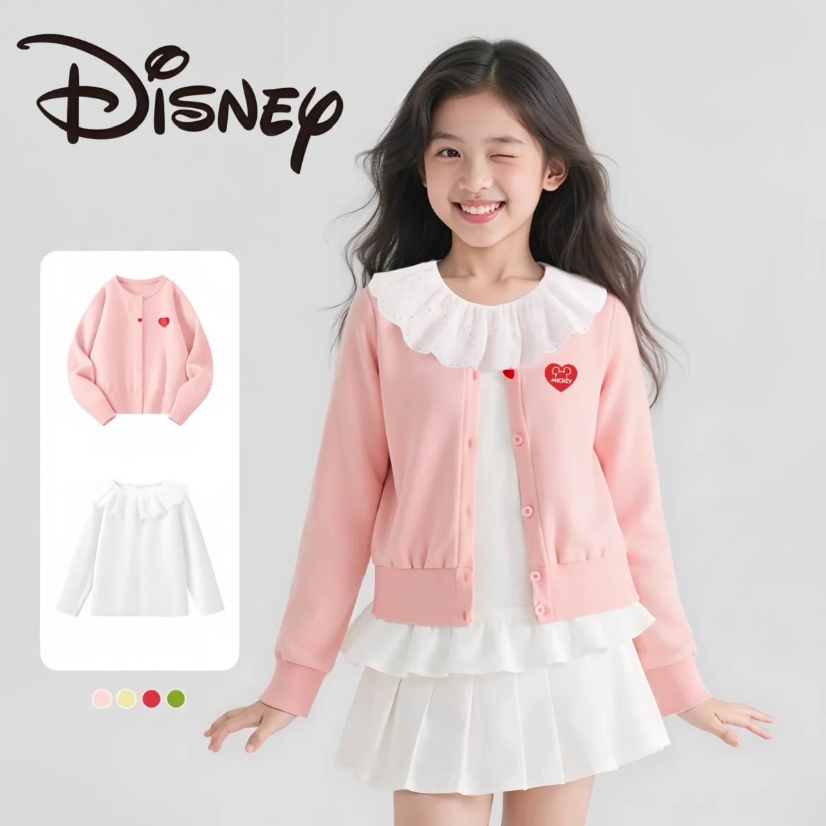 

Disney Kids Clothes Girls Autumn Winter 2 In 1 Cardigan Sweater Pullover Hoodies Suit Trendy Soft Comfortable Warm-keeping Suit