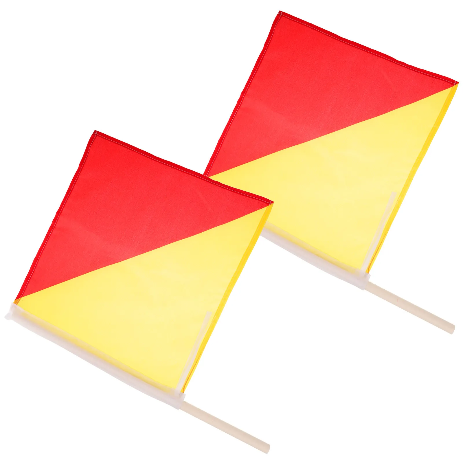 2Pcs Hand Wave Flag For Outdoor Training Soccer Referee Signal Flags Handheld Polyester Bright Color Warning Performance
