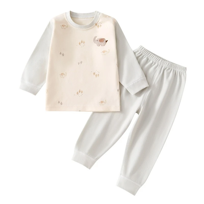 

Unisex Baby Cotton Spring & Autumn Set Boys & Girls Cute Elephant Top & Pants Halloween Round Neck & Shoulder Snaps Pajamas