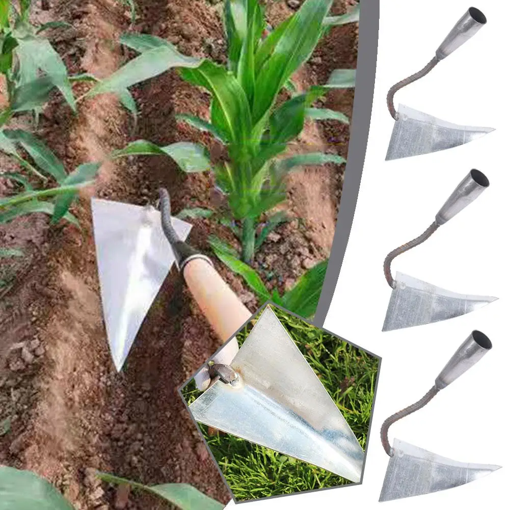 Portable Garden Hoe Outdoor Trenching Triangle Tip Planting Vegetable Multi-functional Hoe Weed Hoe Ridging Soil Loosening O3B8