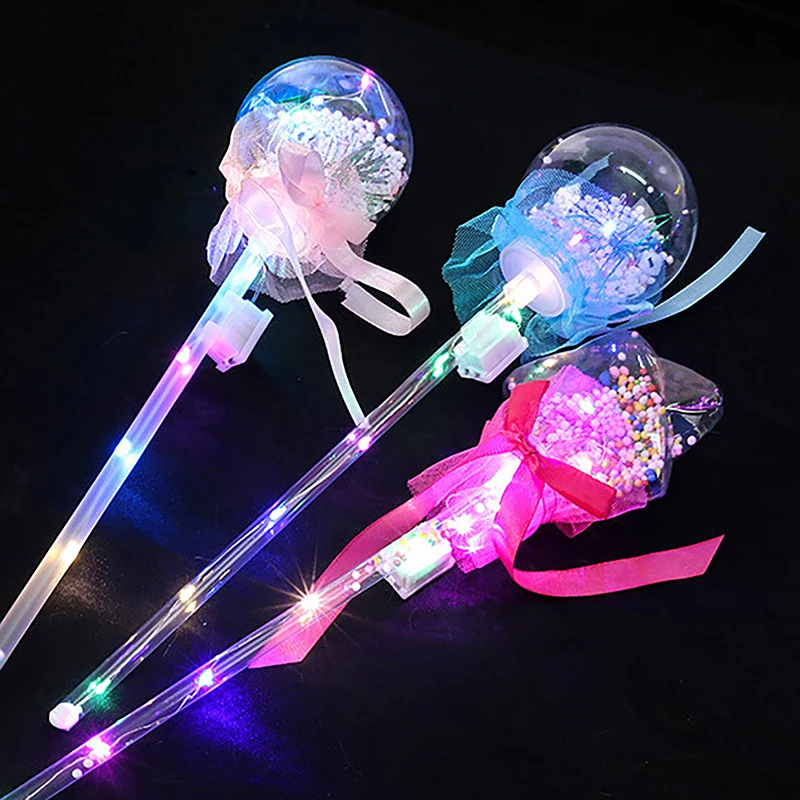 1Pc Kids Colorful Glowing Sticks Flashing Heart Star Butterfly Girls Princess Fairy Wands Role Play Show Cosplay Party Favor