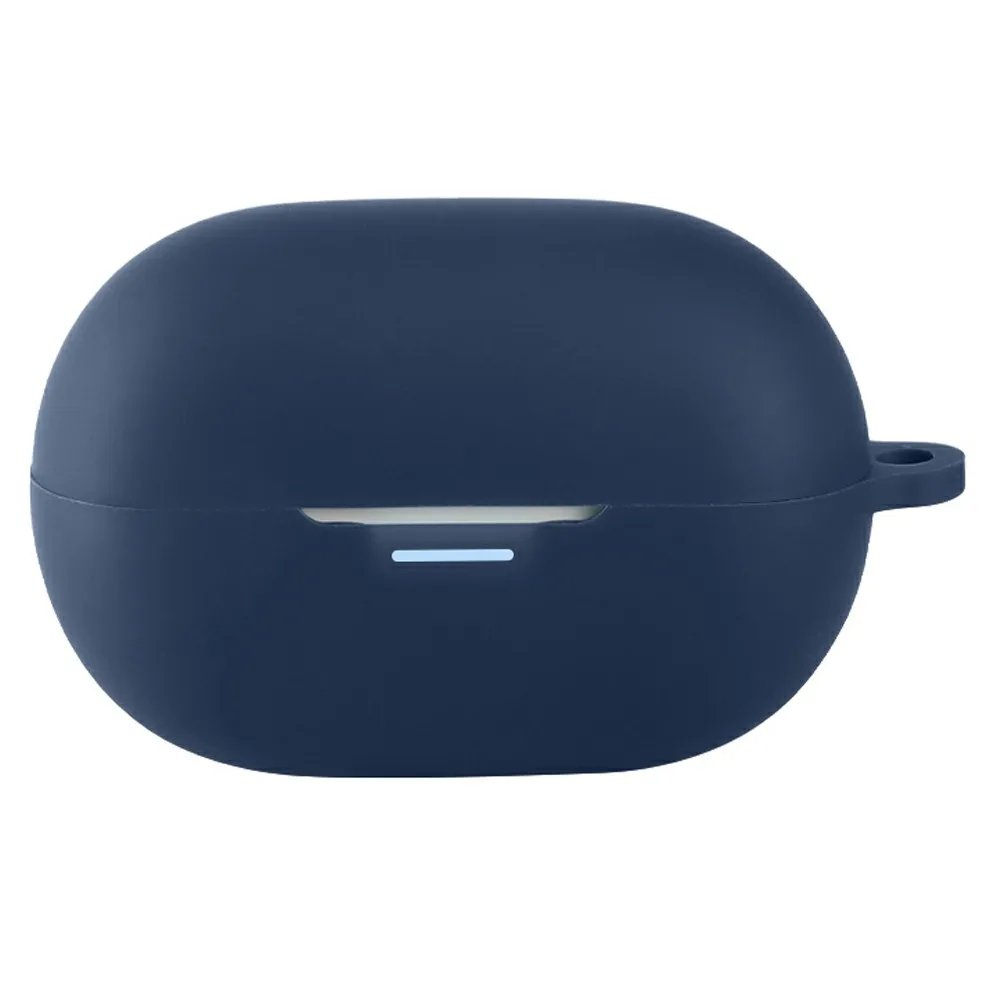 For QCY MeloBuds A30 Silicone Case Wireless Earbuds Protective Cover with Anti-Lost Buckle - Dark Blue