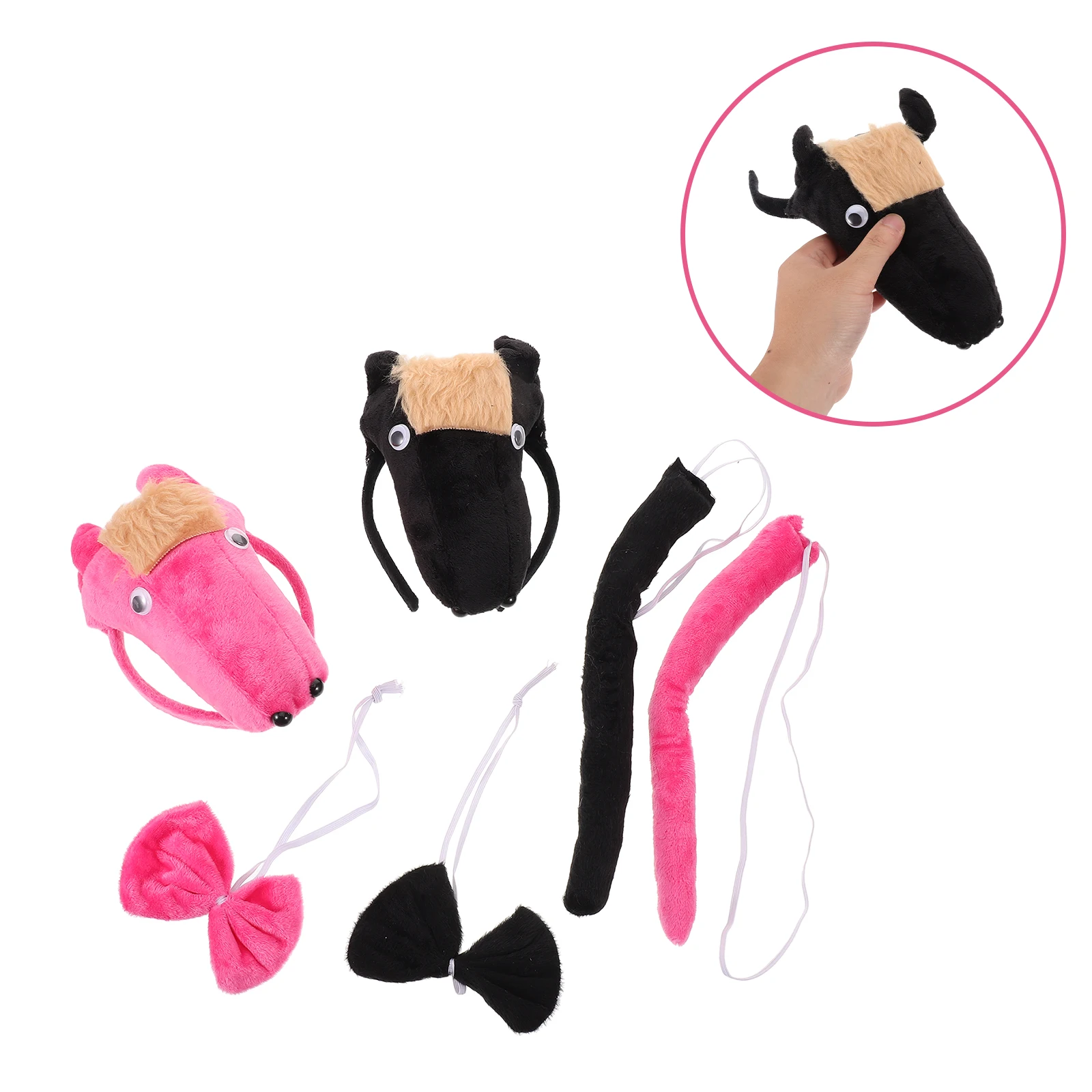 

2 set Horse Costume Set With Bowtie Tail: Animal Headband For Halloween Zoo Theme Cosplay Party Supplies Farm Animal Ears Dress