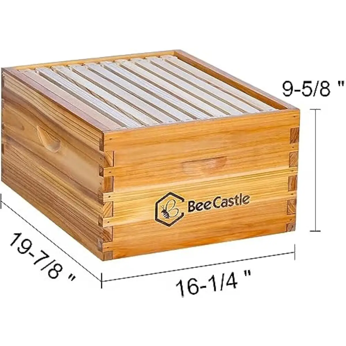Heavy-duty cedar brood chamber with dovetail joints pre-cut for quick assembly 10 deep frames included beeswax-impregnated found