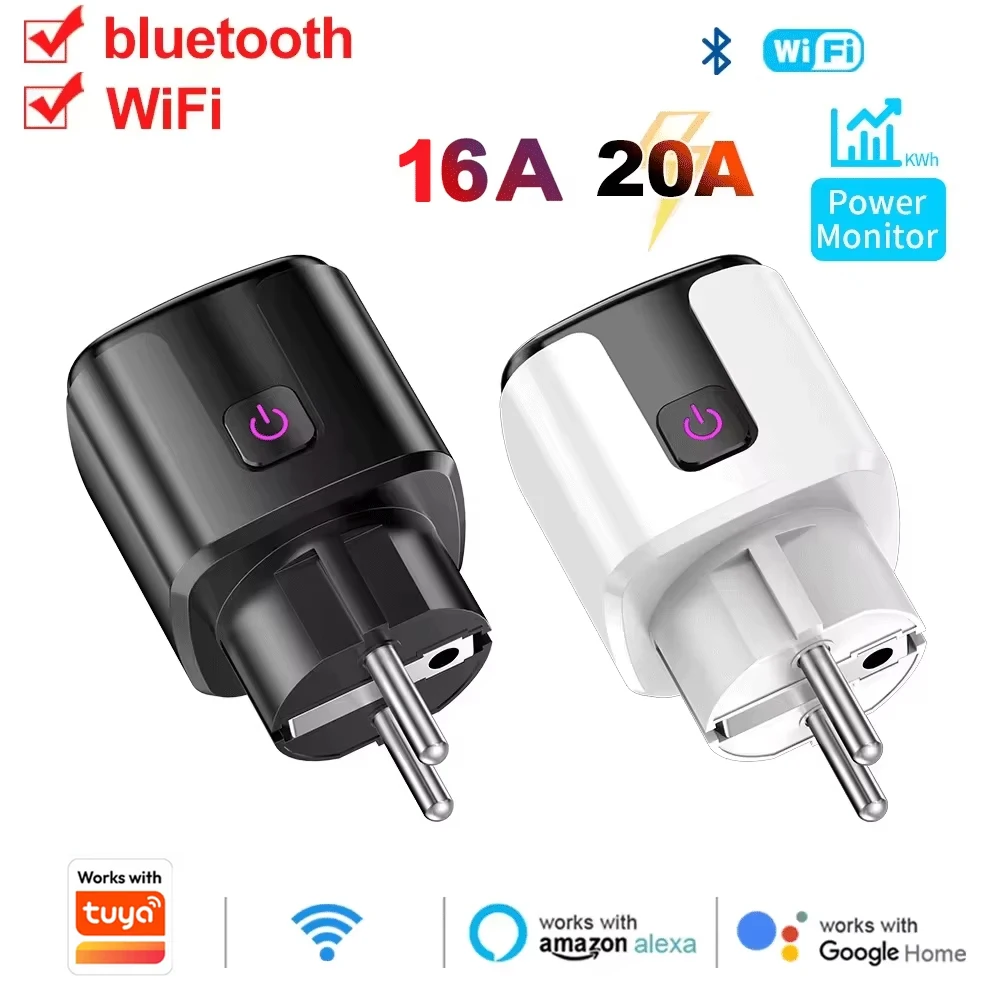 Smart Plug Smart Socket EU 20A WiFi Voice Control Yandex Alice Alexa Google Home Work With Tuya Smart Life APP Power Metering