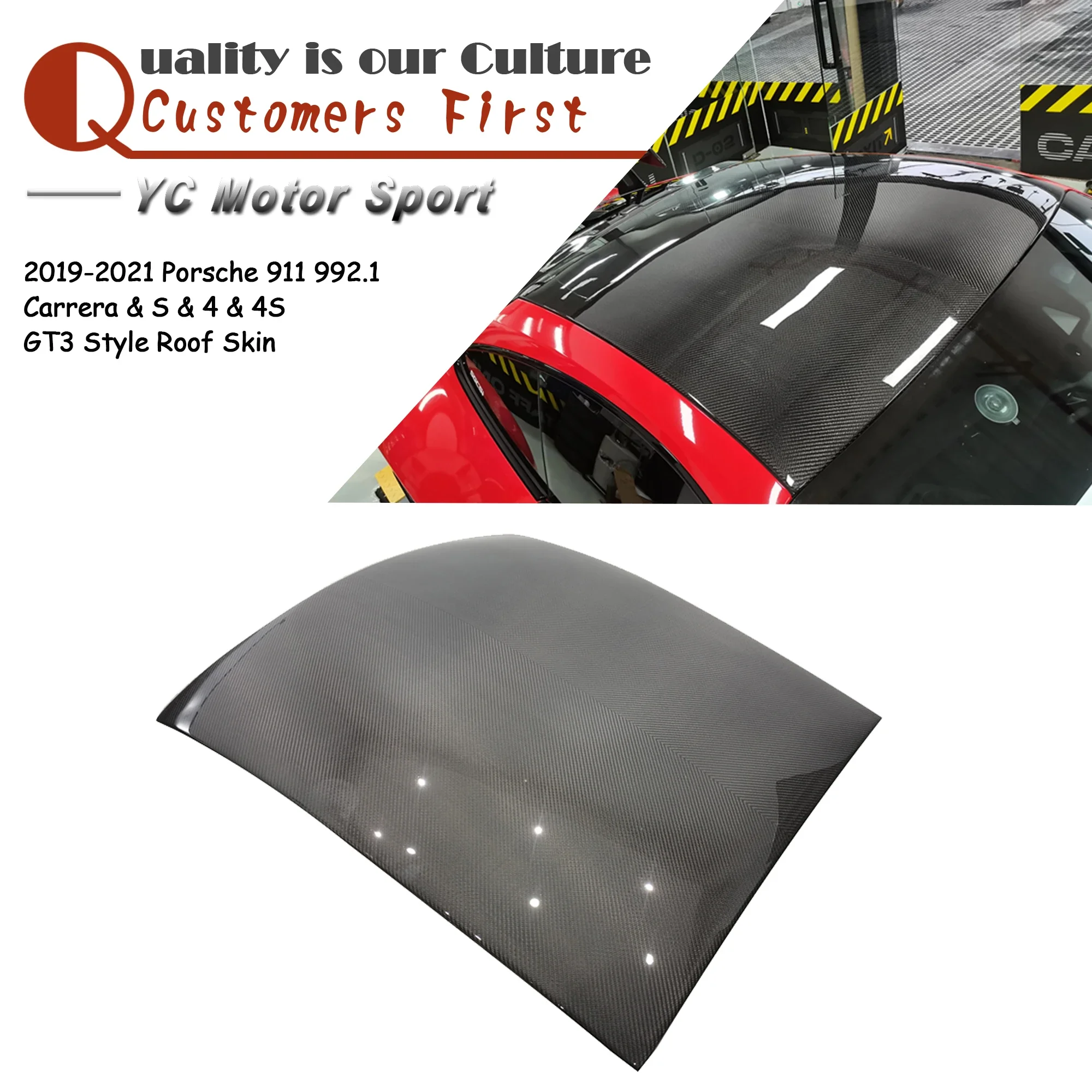 Car Accessories Dry Cabron Fiber GT3 Style Roof Skin Fit For 2019-2021 911 992.1 Carrera & S & 4 & 4S Roof Skin