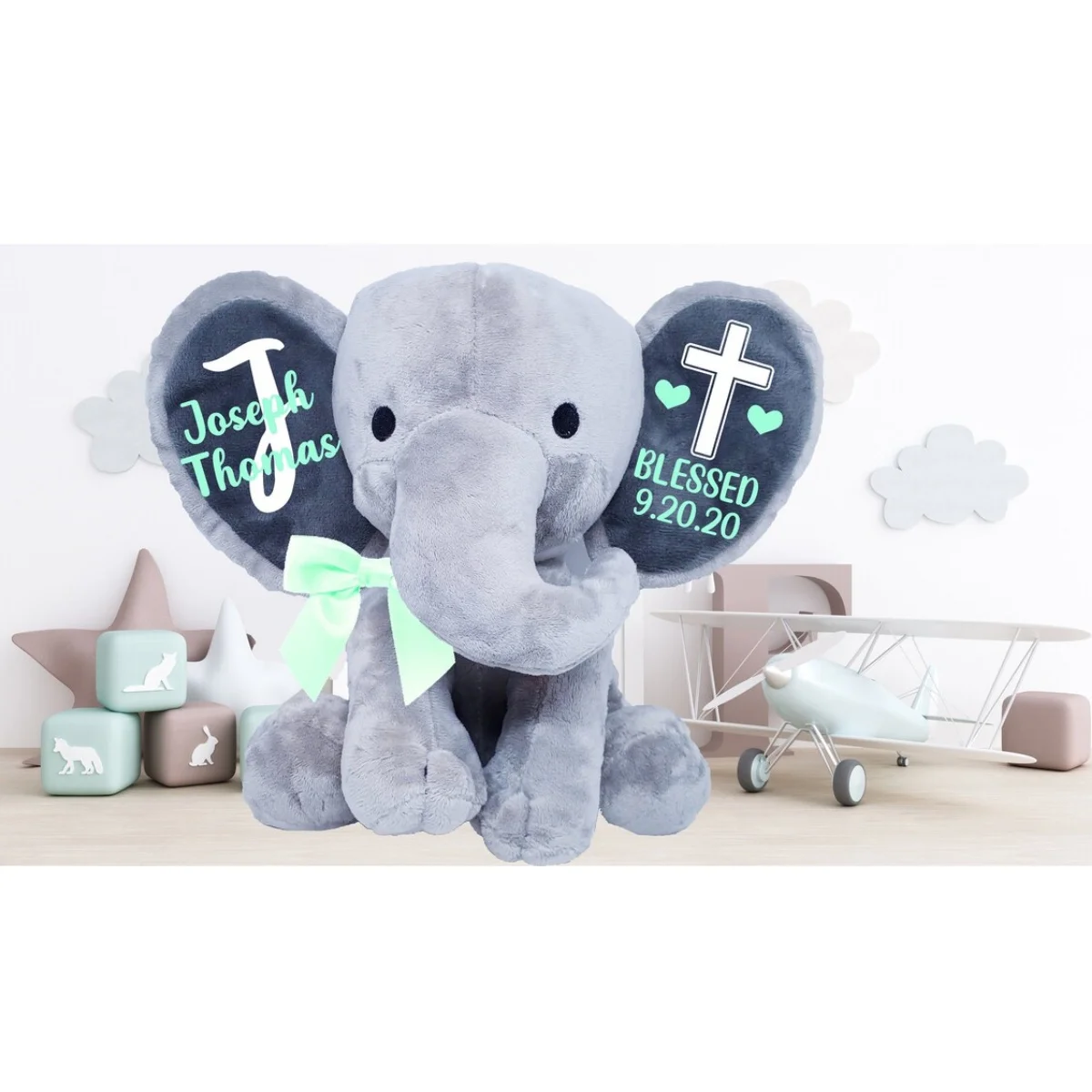 Baptism gift - Christening gift - Godparent gift - gift for goddaughter - Gift From Godparents - Personalized Elephant - Godchil