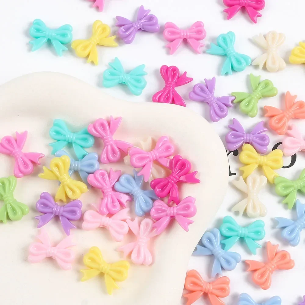 30pcs Acrylic Colorful Bowknot Beads DIY Handmade Mobile Phone Material Bracelet Necklace Making HandCrafts Girls Beads