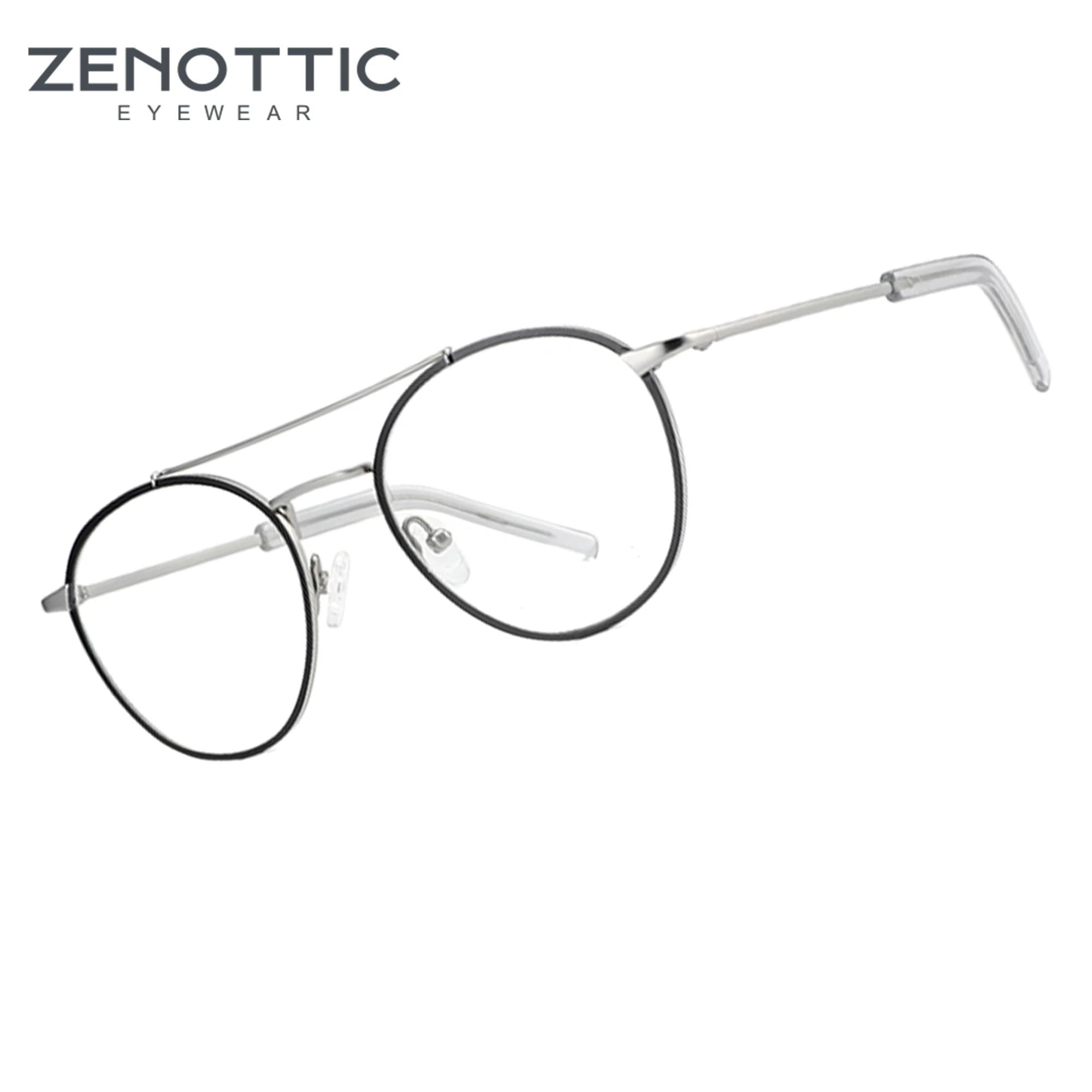 

ZENOTTIC 2024 Trend Pure Titanium Optical Glasses Frame for Men Double Bridge Eyeglass Fashion Pilot Eyewear