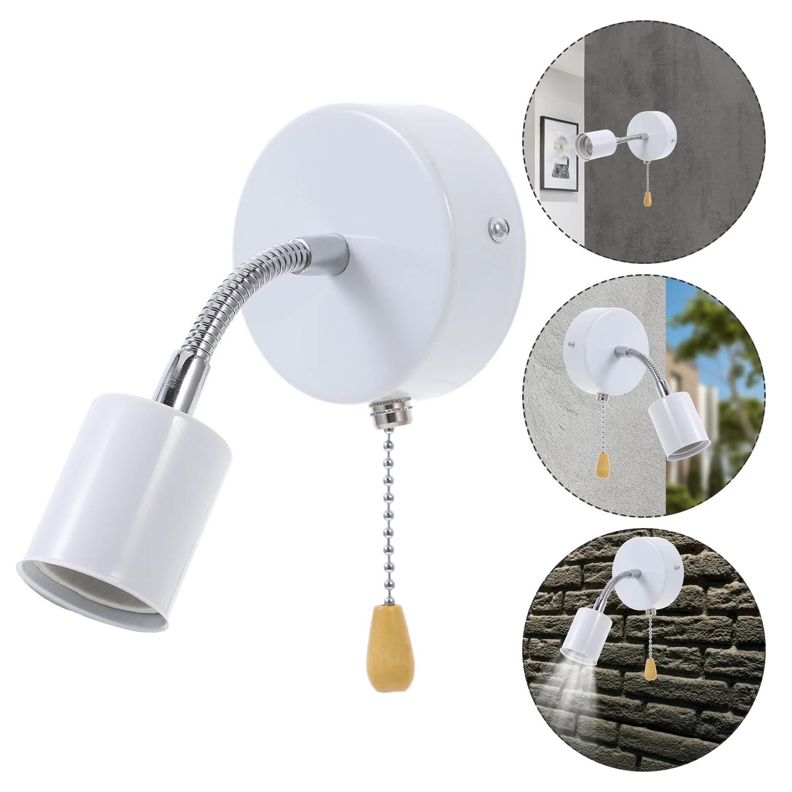 

1Set Vintage Pull Chain Wall Light Socket with Sturdy Alloy Base Easy Installation for Kitchen Bedroom Shop Decor Lamp Repair