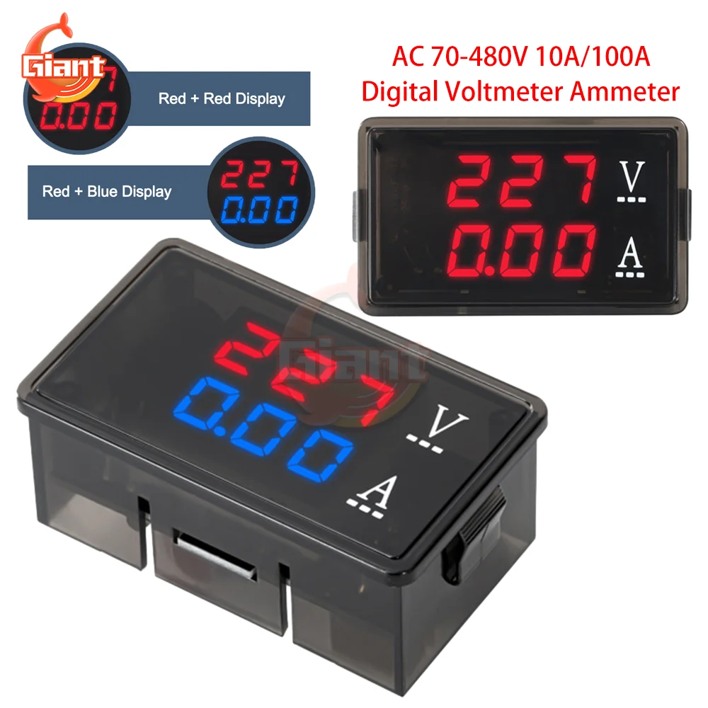 Wechselstrom 70-480V 10a/100a digitales Voltmeter Ampere meter Doppel anzeige Spannungs strom tester Voltmeter Messgerät Detektor Strom messer Panel