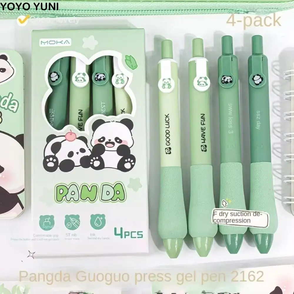 

4 шт./компл., 0,5 мм, гелевая ручка с капибарой, пресс-тип ST, наконечник ручки, милая гелевая ручка Pnada, устойчивая к поту, черные чернила, клубничный ручка для торта