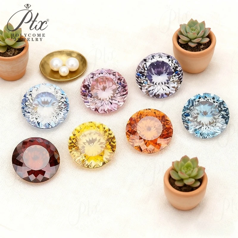 

Муассанит, свободный камень, цвет, круглая форма, 100-лицевая огранка, сертифицированное GRA, кольцо, ожерелье, серьги, материалы для изготовления подвесок