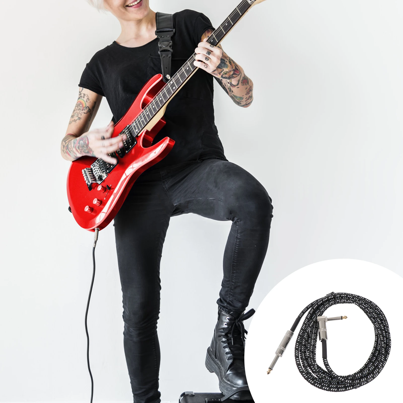 

1 pc Professional Audio Cable Connector For Electric Guitar Adapter Cable 2 Channel Stereo Sound Transmission Durable Scratch