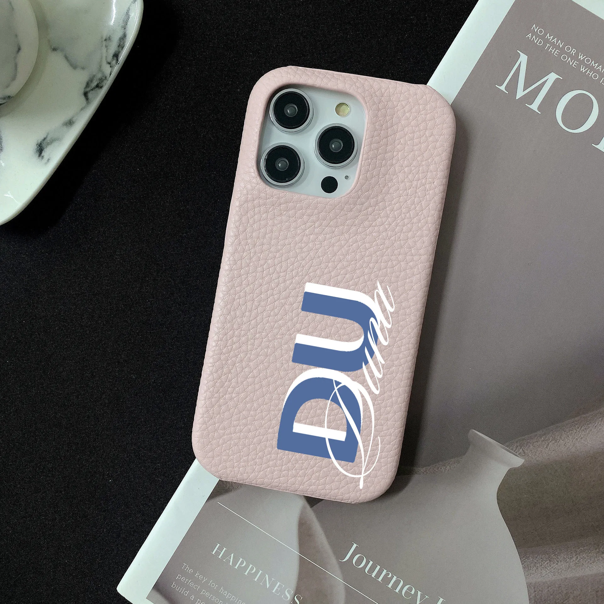 Personalised inevitable Initial kafr letters name Leather Case for iphone 11 12 14 13 15 Pro Max 16 14Plus Luxury Hard Covers