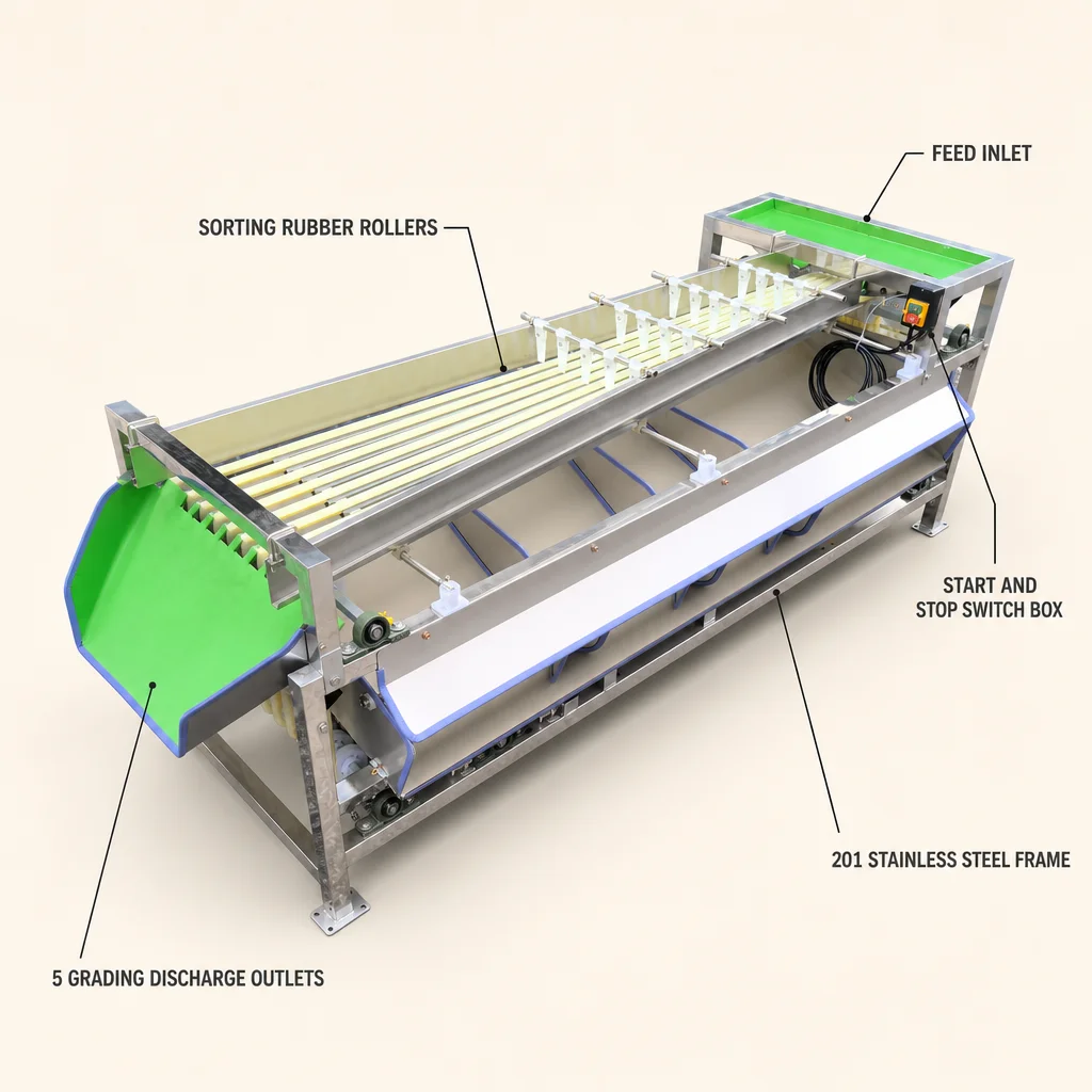High Speed Cherry Grading Machine Water Flow Fruit Vegetable Grading Machine Precision Small Fruit Sizer Sorter Grader