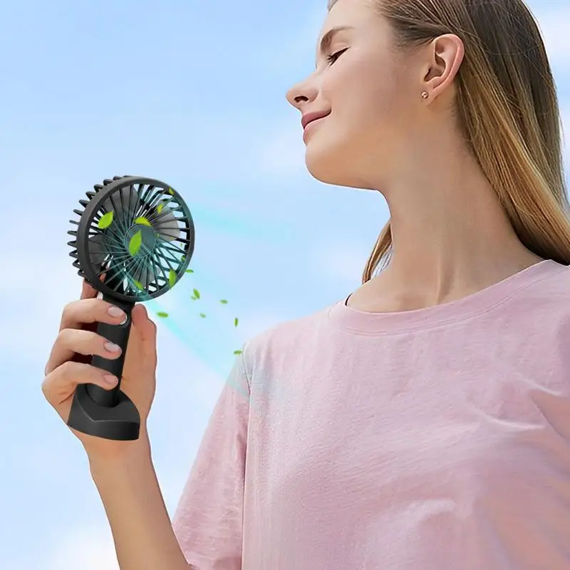 Portable Handheld Fan Desk Fan With Base Small Hand Fan For Outdoors Rechargeable Mini Cooling Fan With Three Wind Speed