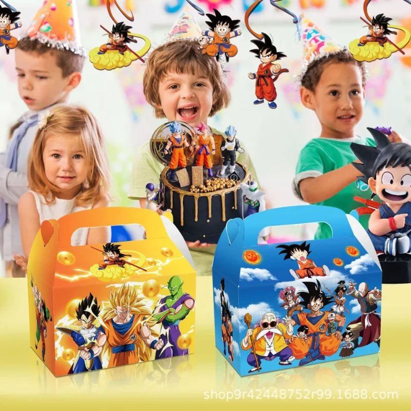 Cajas de Dulces y Bolsas de Regalo con Diseño de Son Goku de la Serie Dragon Ball, 12 Piezas, Artículos para Fiestas de Cumpleaños
