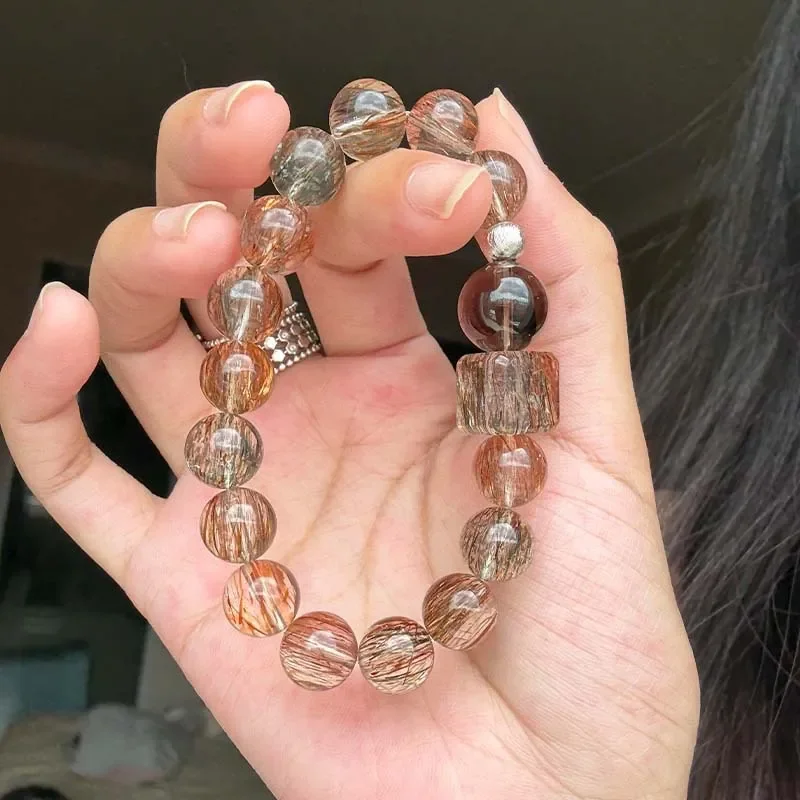 One Ye Get Rich Natural Black Gold Super Seven Cubes Sugar Crystal Bracelet Prosperous Wealth Lucky Transshipment Fa Crystal
