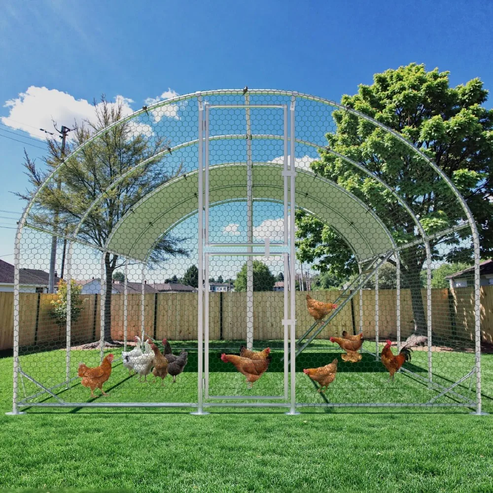 

Large Metal Chicken Coop, Chicken Runs for Yard with Cover, Walk-in Chicken Run, Heavy-Duty Galvanized