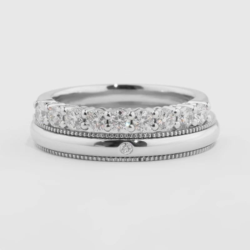 AZS Designer Handcrafted Custom Simple Band Gold-Plated Silver Rings with Lab-Grown Diamonds - Lovers' Valentine, Wedding rings