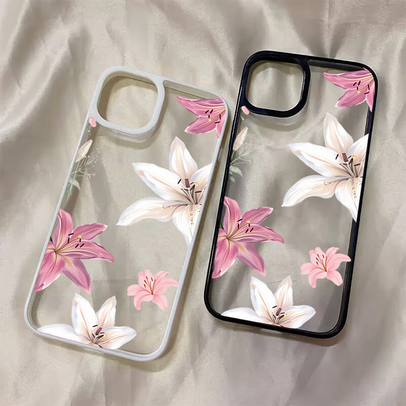 Beautiful Floral Lily Clear Phone Case for Samsung Galaxy S26 Ultra S25 FE S24 S23 A16 A56 A35 A55 A54 A53 A52 A34 A15 S21 Cover