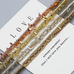 Two-holes Spacer Beads 14K Gold Color Bracelet accessories Loose Hematite Beads for Jewelry Making bracelets DIY 5x1/5x2/5x5mm