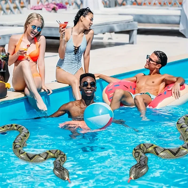 Pitón inflable de PVC, accesorio de broma de Halloween, serpiente de juguete realista aterradora