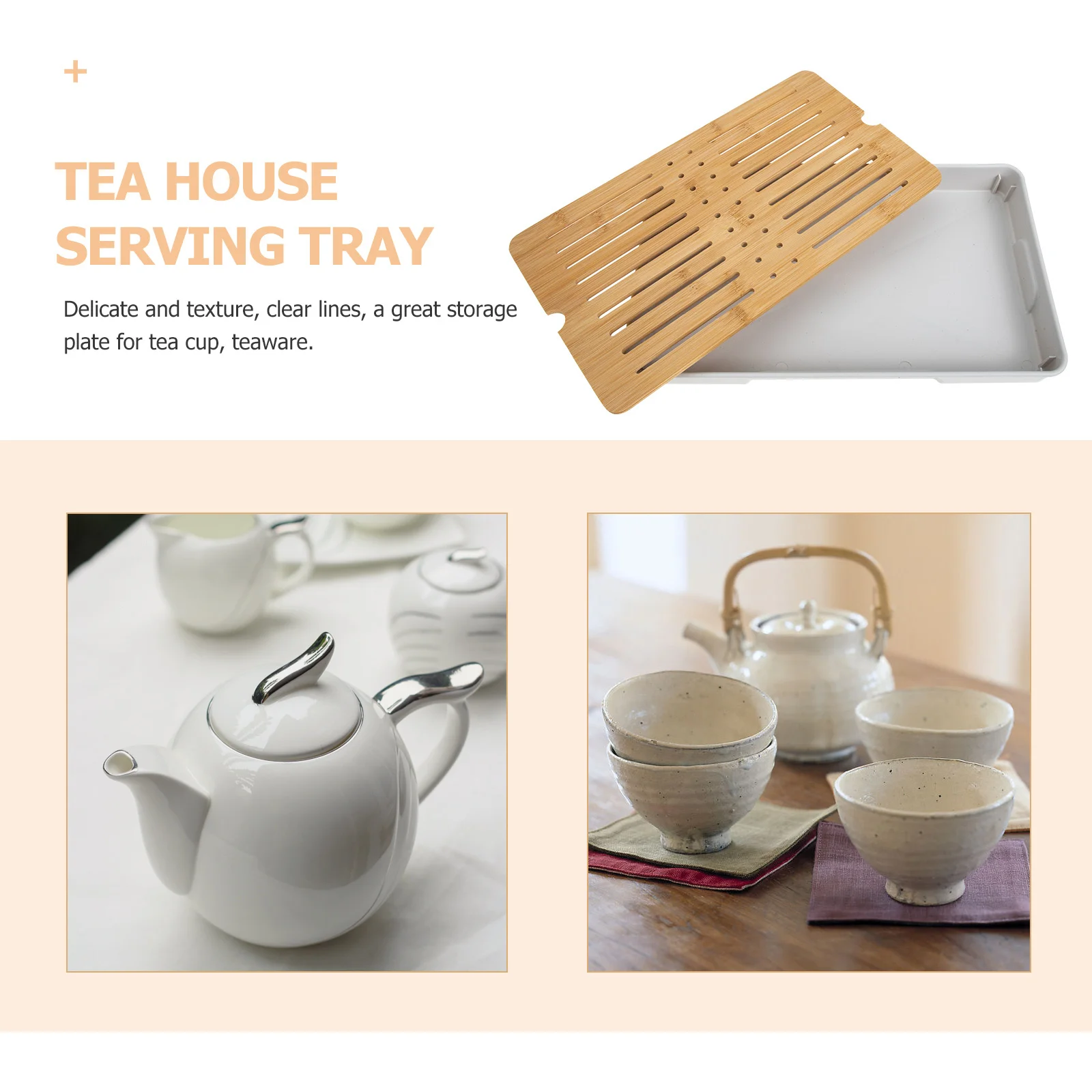 

1pcs Water Storage Tea Tray Rectangular Bamboo Serving Tray Double Layer Drainage For Tea Party Home Kitchen Teaware Set