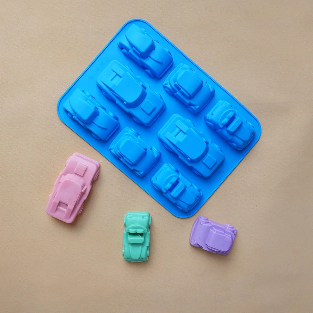 1 molde para hornear antiadherente con forma de coche de 8 agujeros, adecuado para brownies, tarta de queso, pudín, gelatina