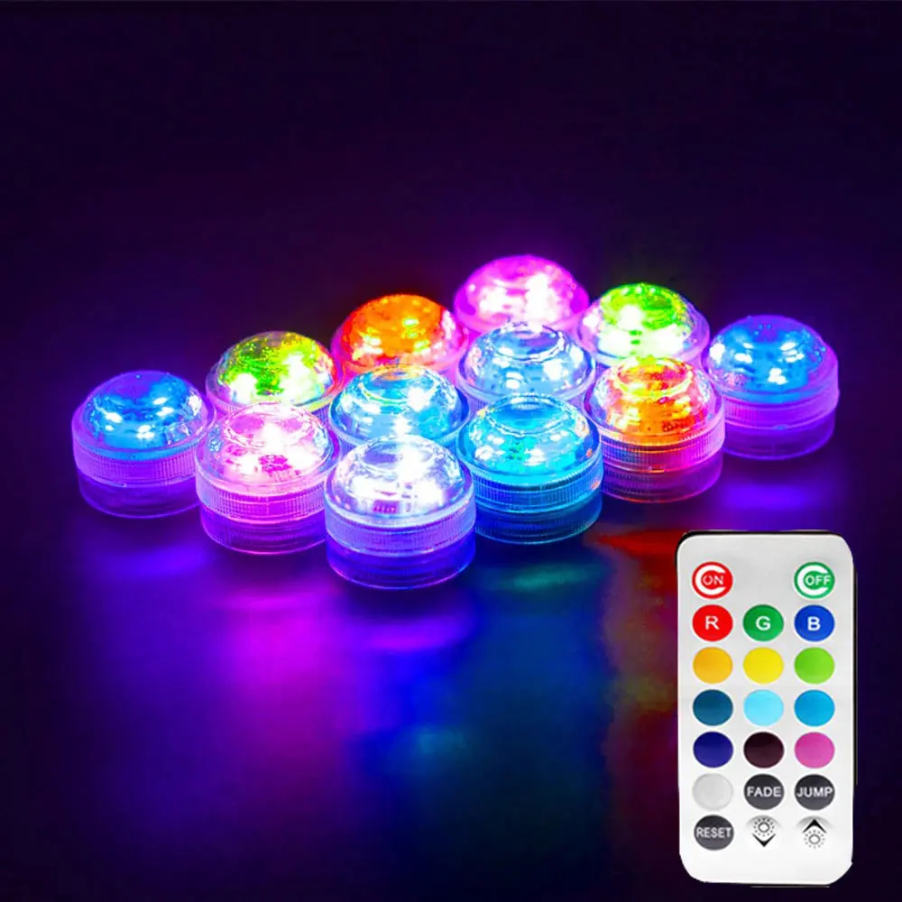 4Pcs Waterproof Submersible LED Lights Battery Operated Multicolors LED Mini Tea Candles Lamp with Remote Ramadan Decoration