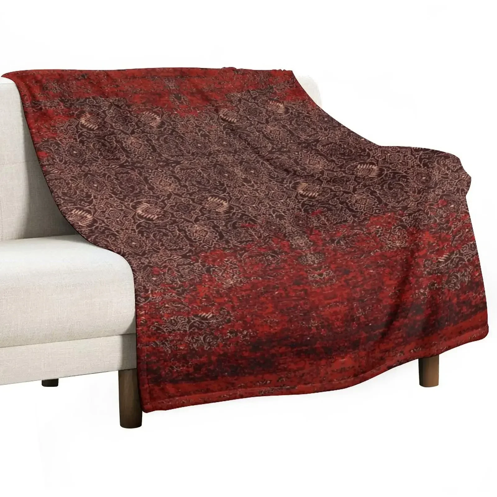 Red Vintage Oriental Traditional Moroccan Artwork Throw Blanket Beautifuls Softest Blankets