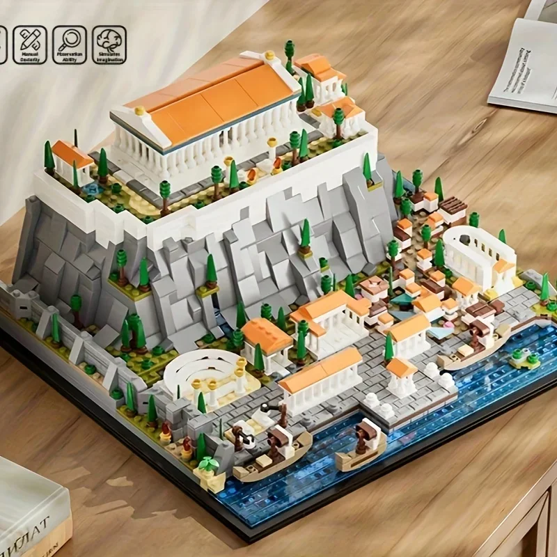 New Acropolis of Athens City Mini Buildings Blocks Brick Puzzle Display Educational Model Toy for Fans Christmas Gift 1752PCS