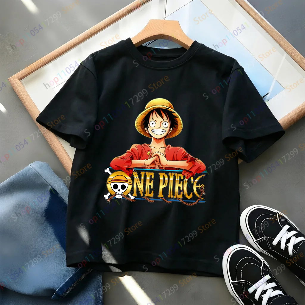 Japanese Trendy One Piece Luffy Head Graphic Tee Boy Cool Street Style Loose Casual Versatile