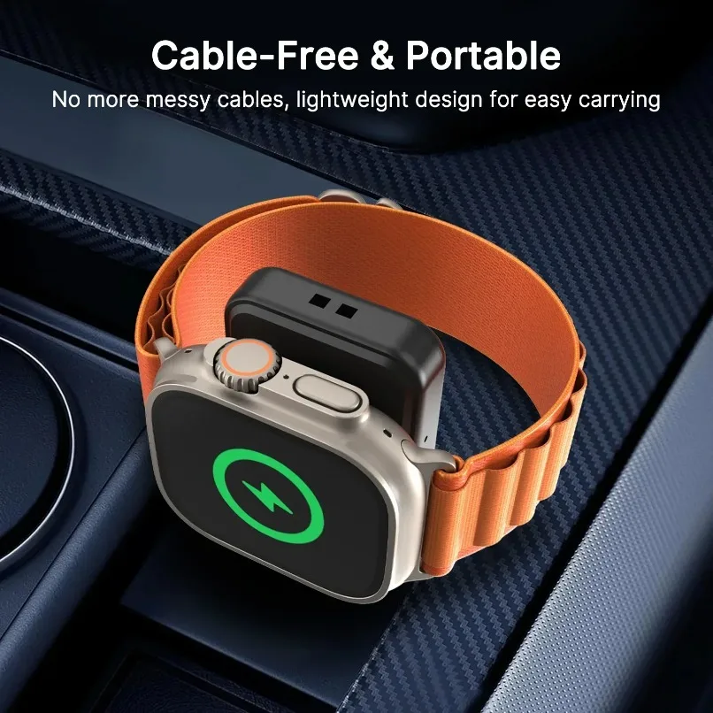 Universal Compact Magnetic Watch Charger Type C Wireless Fast Charging Dock Compatible with Apple Watch 1 to 9 Ultra SE Travel