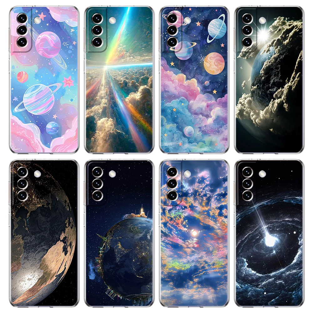Etui na telefon Earth Stars Space do Samsung Galaxy S24 Ultra S23 FE S22 S20 S21 5G S10 S9 Plus S10E S8 Miękkie silikonowe przezroczyste etui