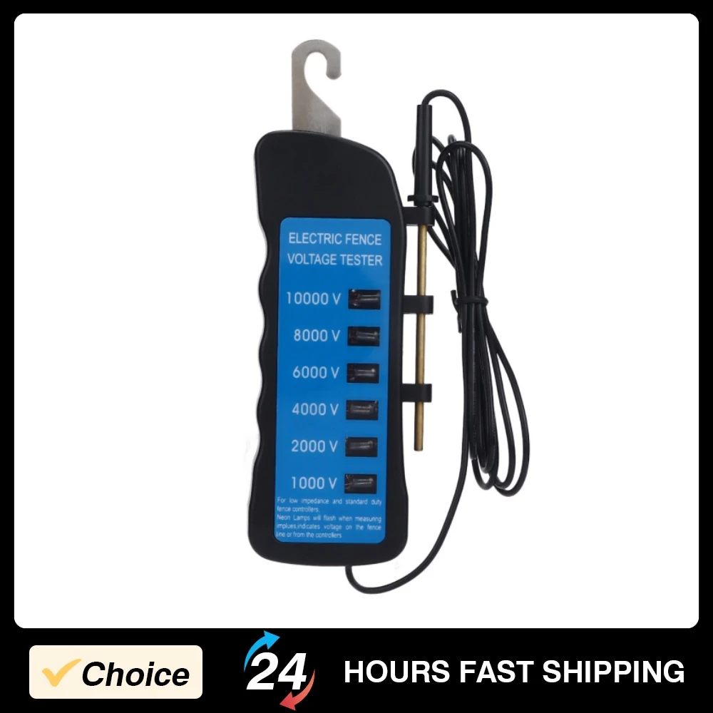 Electric Fence Tester 6 Indicator Light Fence Voltage Meter 1000-10000V Wide Voltage Testing Tools Waterproof Volt Tester