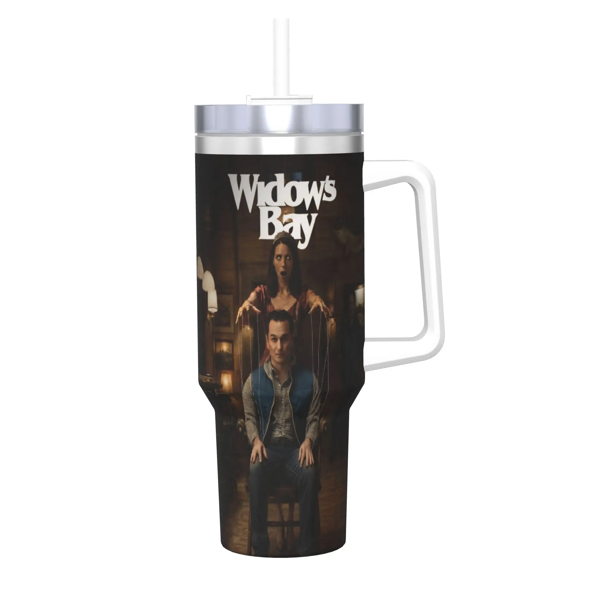 Widow's Bay Horror Movie 2026 Tumbler With Straw  Stainless Steel Travel Mugs Double Wall Vacuum Insulated for Cold Or Hot 40oz