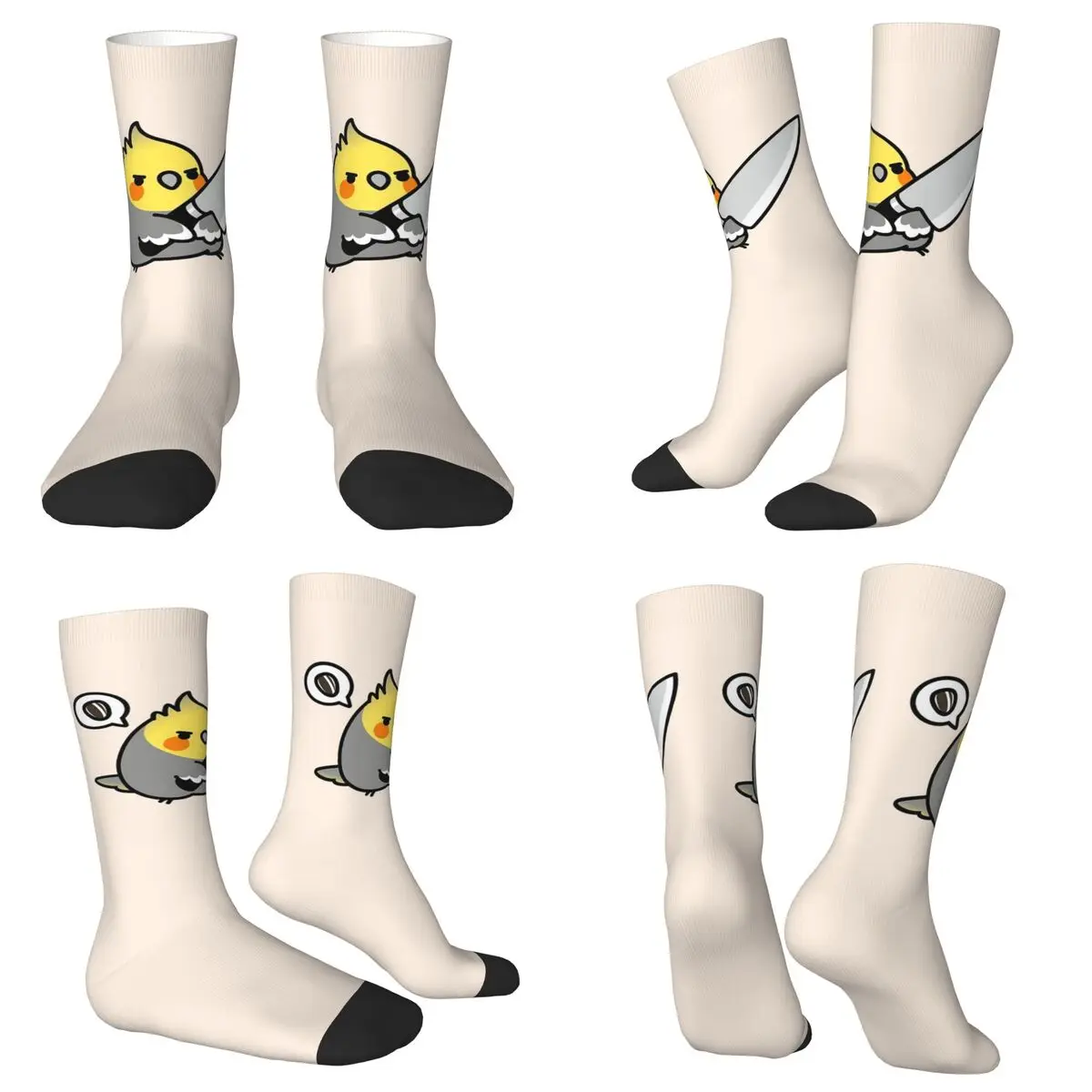 

Носки Chubby Cockatiel Knife, чулки высокого качества в стиле Харадзюку, всесезонные длинные носки, аксессуары, подарок на день рождения для мужчин и женщин