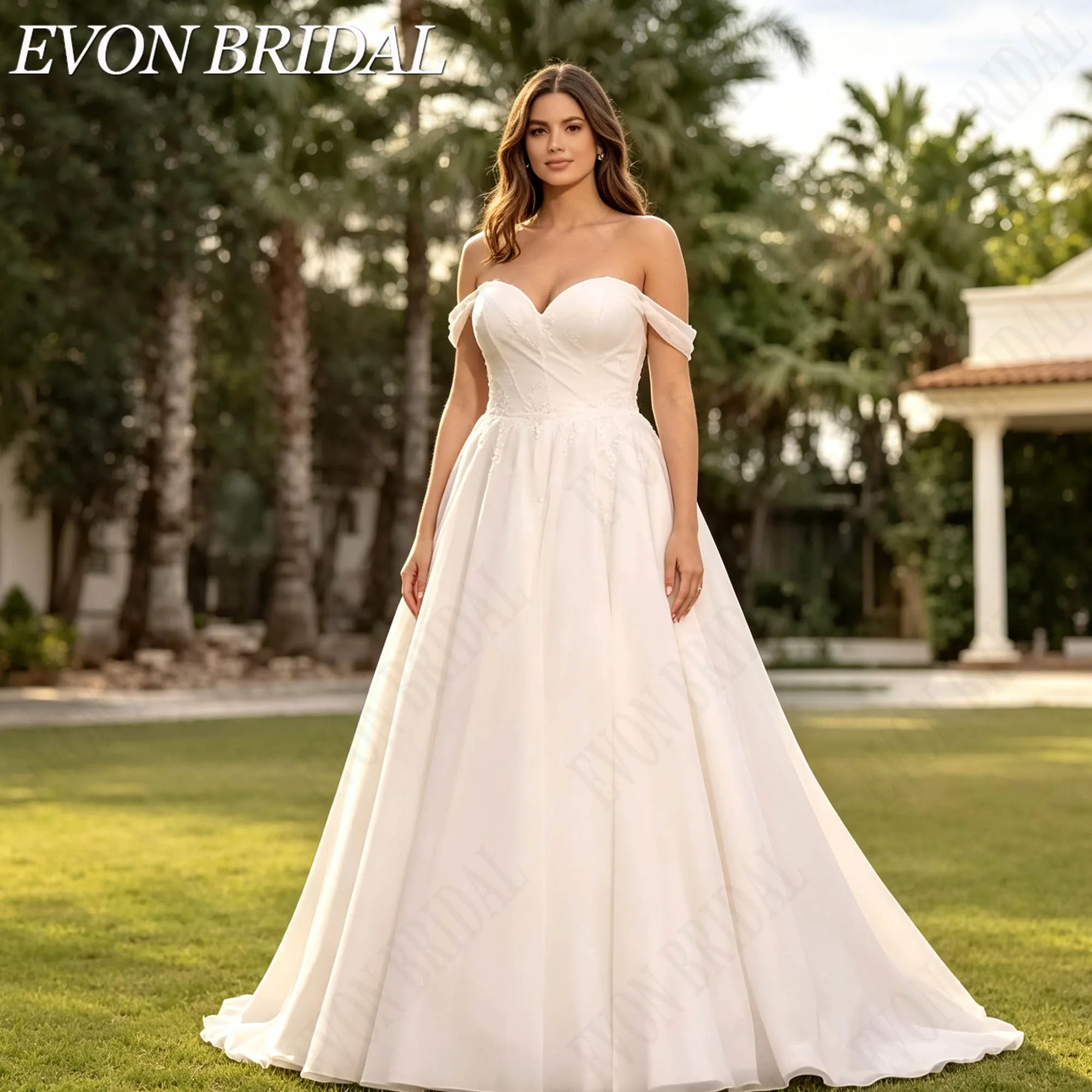 EVON BRIDAL Plus Size Off The Shoulder Bridal Dress For Women Sweetheart A-Line Wedding Gown Romantic Robe De Mariée Customized