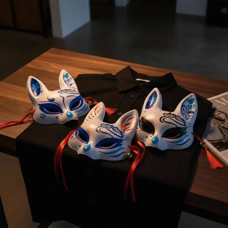 1Pcs Cherry Blossom Fox Cosplay Half Mask Anime Fox Cat Half Face Mask
